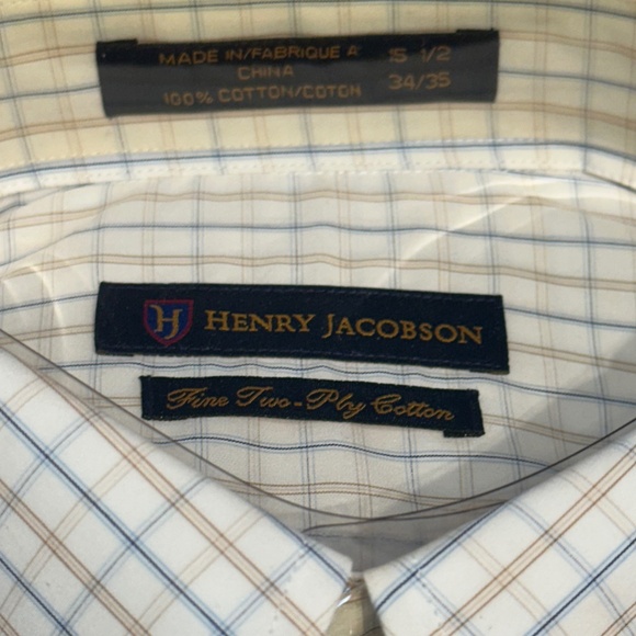 New Henry Jacobson dress shirt. 15 1/2" neck, 34/35" sleeve, barrel cuff - Picture 2 of 3